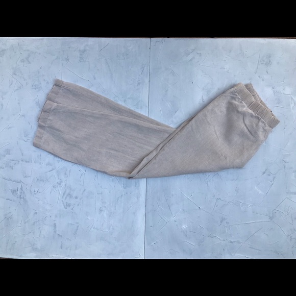 100% beige Linen draw string pants - Picture 4 of 6